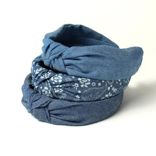Cuizhiyu 3-Pack Denim Knot Headbands for Women – Blue Knotted Wide Non-Slip Hairbands, Fabric Headbands Avelisse