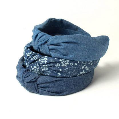 Cuizhiyu 3-Pack Denim Knot Headbands for Women – Blue Knotted Wide Non-Slip Hairbands, Fabric Headbands Avelisse
