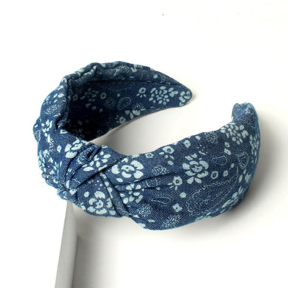 Cuizhiyu 3-Pack Denim Knot Headbands for Women – Blue Knotted Wide Non-Slip Hairbands, Fabric Headbands Avelisse