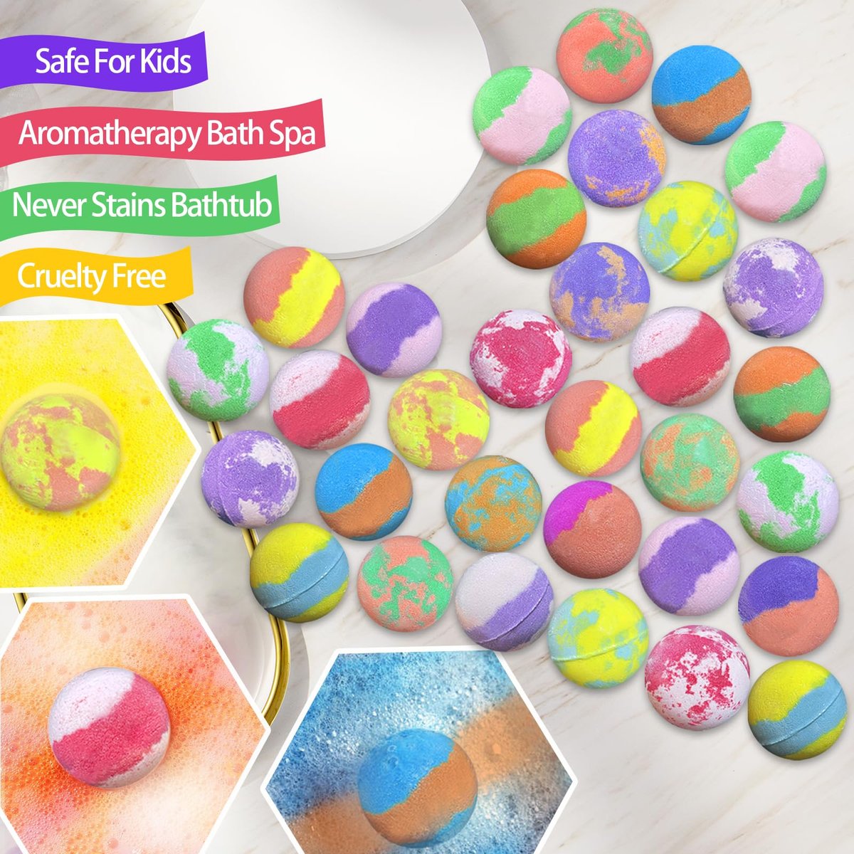 32 Pack Bath Bombs for Kids with Surprise Inside - Land & Sea Animal Toys, Handmade Fizzy Bath Balls, Easter Basket Stuffers & Birthday Gifts for Girls and Boys Avelisse