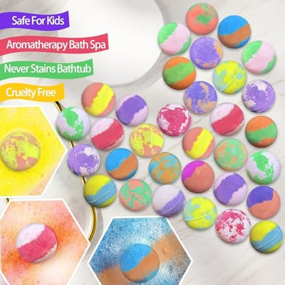 32 Pack Bath Bombs for Kids with Surprise Inside - Land & Sea Animal Toys, Handmade Fizzy Bath Balls, Easter Basket Stuffers & Birthday Gifts for Girls and Boys Avelisse