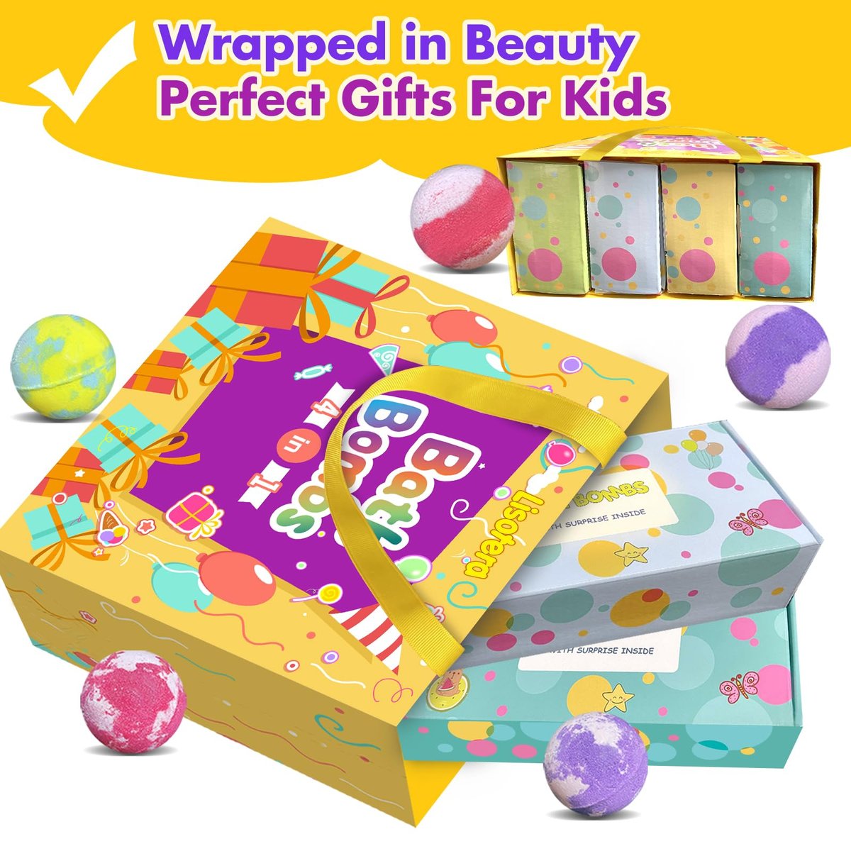 32 Pack Bath Bombs for Kids with Surprise Inside - Land & Sea Animal Toys, Handmade Fizzy Bath Balls, Easter Basket Stuffers & Birthday Gifts for Girls and Boys Avelisse