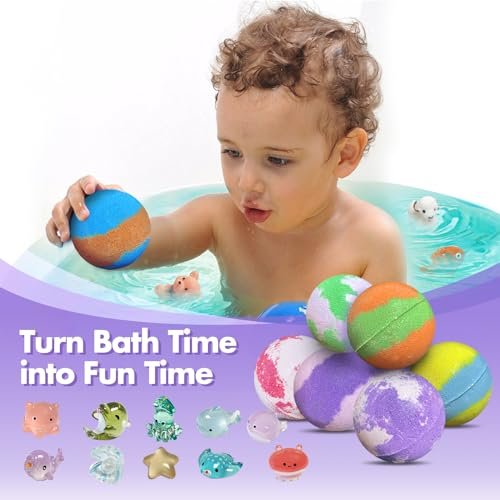 32 Pack Bath Bombs for Kids with Surprise Inside - Land & Sea Animal Toys, Handmade Fizzy Bath Balls, Easter Basket Stuffers & Birthday Gifts for Girls and Boys Avelisse