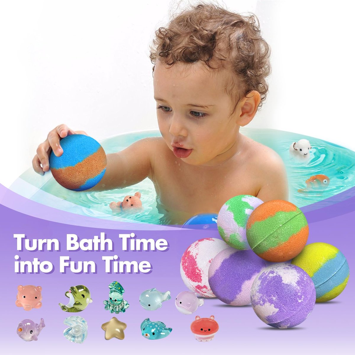 32 Pack Bath Bombs for Kids with Surprise Inside - Land & Sea Animal Toys, Handmade Fizzy Bath Balls, Easter Basket Stuffers & Birthday Gifts for Girls and Boys Avelisse