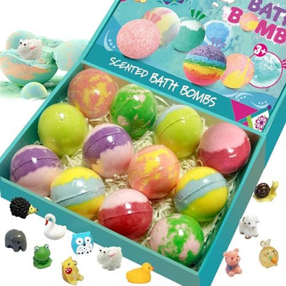Lisotera Bath Bombs for Kids with Surprise Inside – 12 Pack Organic Colorful Fizzy Balls with Toys, Easter Gifts for Boys & Girls Avelisse