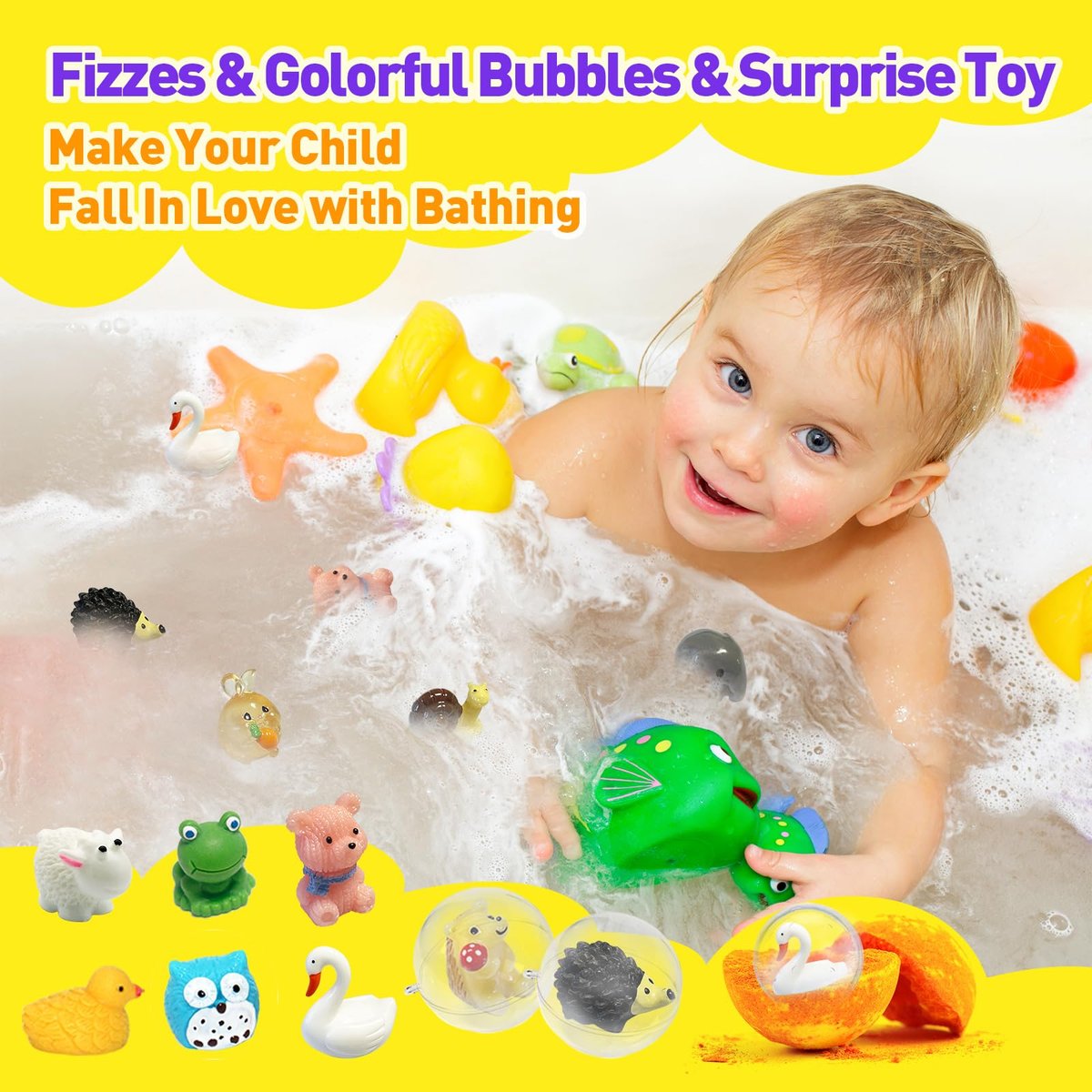 Lisotera Bath Bombs for Kids with Surprise Inside – 12 Pack Organic Colorful Fizzy Balls with Toys, Easter Gifts for Boys & Girls Avelisse