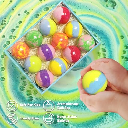 Lisotera Bath Bombs for Kids with Surprise Inside – 12 Pack Organic Colorful Fizzy Balls with Toys, Easter Gifts for Boys & Girls Avelisse