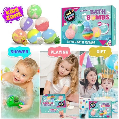Lisotera Bath Bombs for Kids with Surprise Inside – 12 Pack Organic Colorful Fizzy Balls with Toys, Easter Gifts for Boys & Girls Avelisse