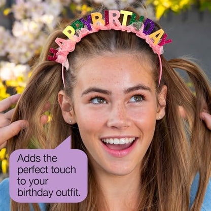 Scunci by Conair Birthday Headband - Birthday Girl Headband - Bright Colors with Tulle - 1 Count