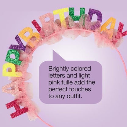 Scunci by Conair Birthday Headband - Birthday Girl Headband - Bright Colors with Tulle - 1 Count