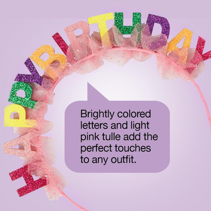 Scunci by Conair Birthday Headband - Birthday Girl Headband - Bright Colors with Tulle - 1 Count