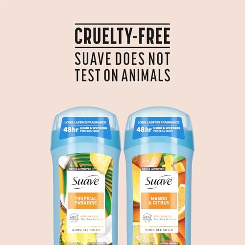 Suave Antiperspirant Deodorant for Women, Tropical Paradise + Mango & Citrus Variety 2-Pack – Anti-Staining Invisible Solid Sticks, Talc-Free, 2.6 Oz Each - görsel 14