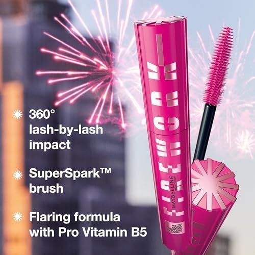 Maybelline Lash Sensational Firework Waterproof Mascara – Lengthening & Volumizing, Very Black, 0.29 Fl Oz Avelisse