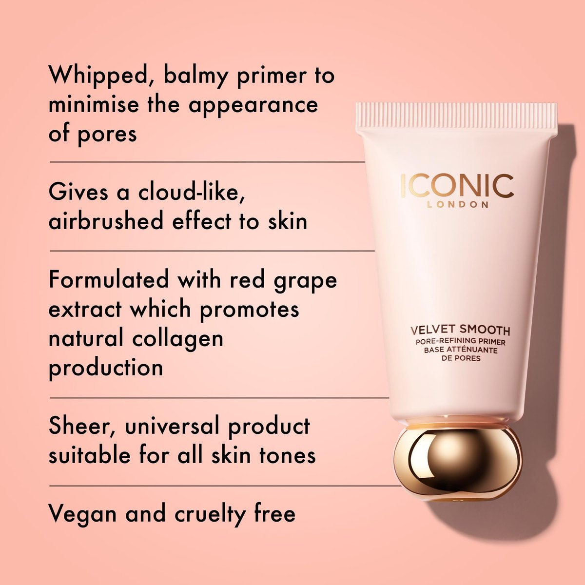 ICONIC LONDON Velvet Smooth Pore-Refining Primer - Whipped, Balmy Primer for Diffusing Pores - Cruelty-Free & Vegan Makeup, 1.01 Fl Oz Avelisse