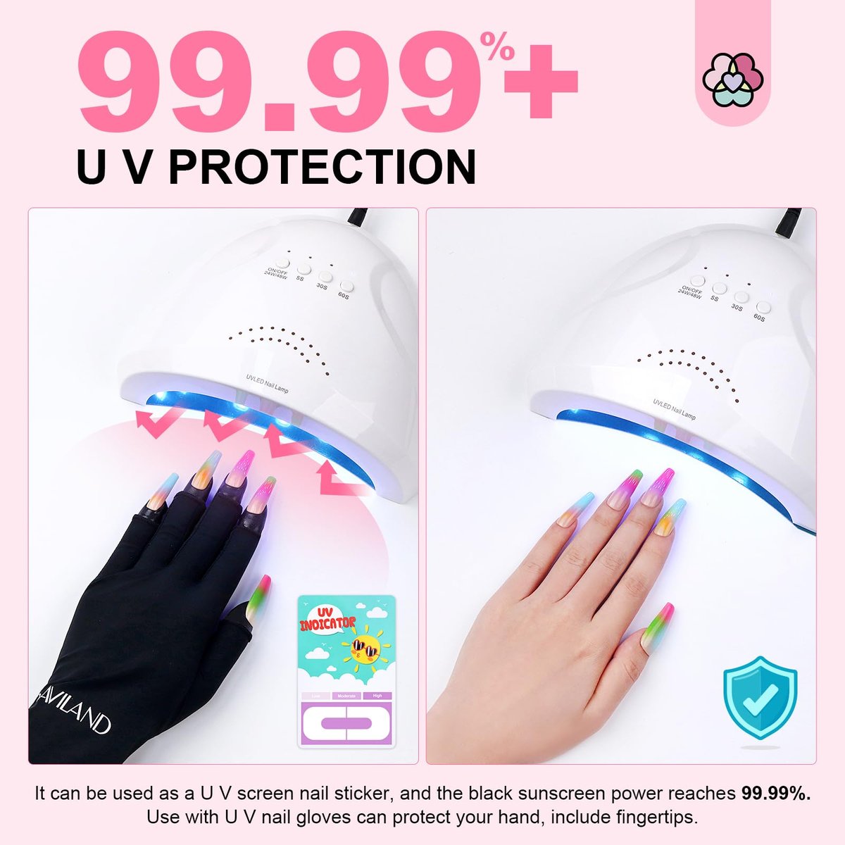 Saviland 100PCS Nail Polish Protector for Fingers: 99.99%+ UV Protection Cuticle Protector for Nail Painting, U-Shaped Nail Protectors Peel Off Tip Tape for French Tip Stamp Nail Art - görsel 5