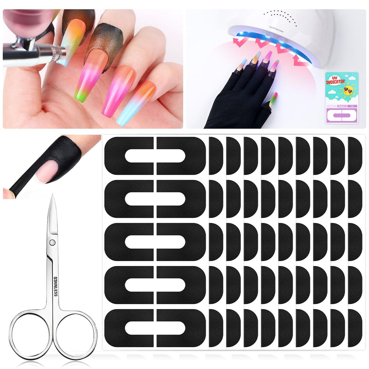 Saviland 100PCS Nail Polish Protector for Fingers: 99.99%+ UV Protection Cuticle Protector for Nail Painting, U-Shaped Nail Protectors Peel Off Tip Tape for French Tip Stamp Nail Art - görsel 1