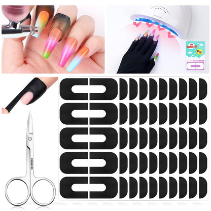 Saviland 100PCS Nail Polish Protector for Fingers: 99.99%+ UV Protection Cuticle Protector for Nail Painting, U-Shaped Nail Protectors Peel Off Tip Tape for French Tip Stamp Nail Art