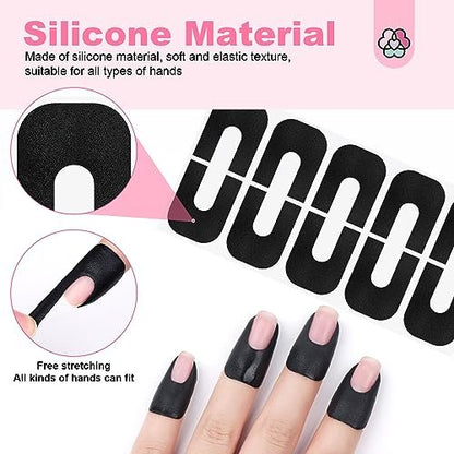 Saviland 100PCS Nail Polish Protector for Fingers: 99.99%+ UV Protection Cuticle Protector for Nail Painting, U-Shaped Nail Protectors Peel Off Tip Tape for French Tip Stamp Nail Art