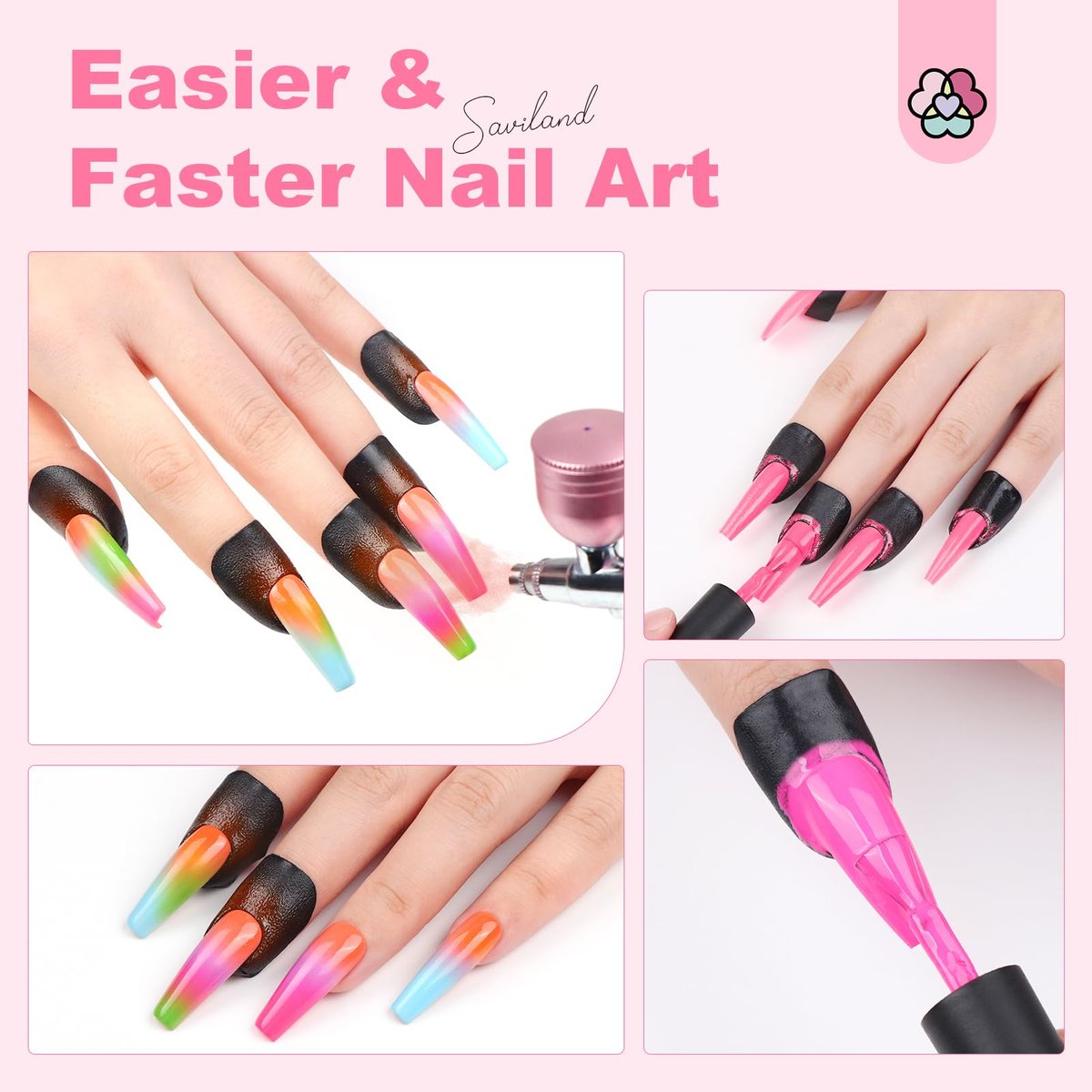Saviland 100PCS Nail Polish Protector for Fingers: 99.99%+ UV Protection Cuticle Protector for Nail Painting, U-Shaped Nail Protectors Peel Off Tip Tape for French Tip Stamp Nail Art - görsel 3