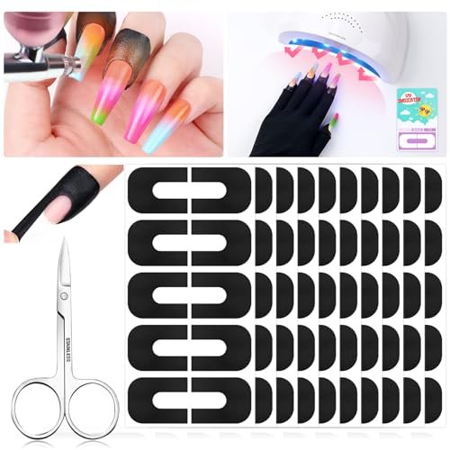 Saviland 100PCS Nail Polish Protector for Fingers: 99.99%+ UV Protection Cuticle Protector for Nail Painting, U-Shaped Nail Protectors Peel Off Tip Tape for French Tip Stamp Nail Art - görsel 2
