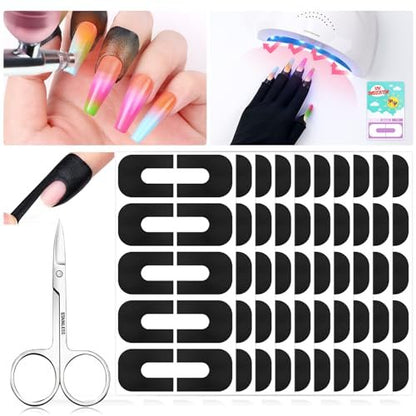 Saviland 100PCS Nail Polish Protector for Fingers: 99.99%+ UV Protection Cuticle Protector for Nail Painting, U-Shaped Nail Protectors Peel Off Tip Tape for French Tip Stamp Nail Art