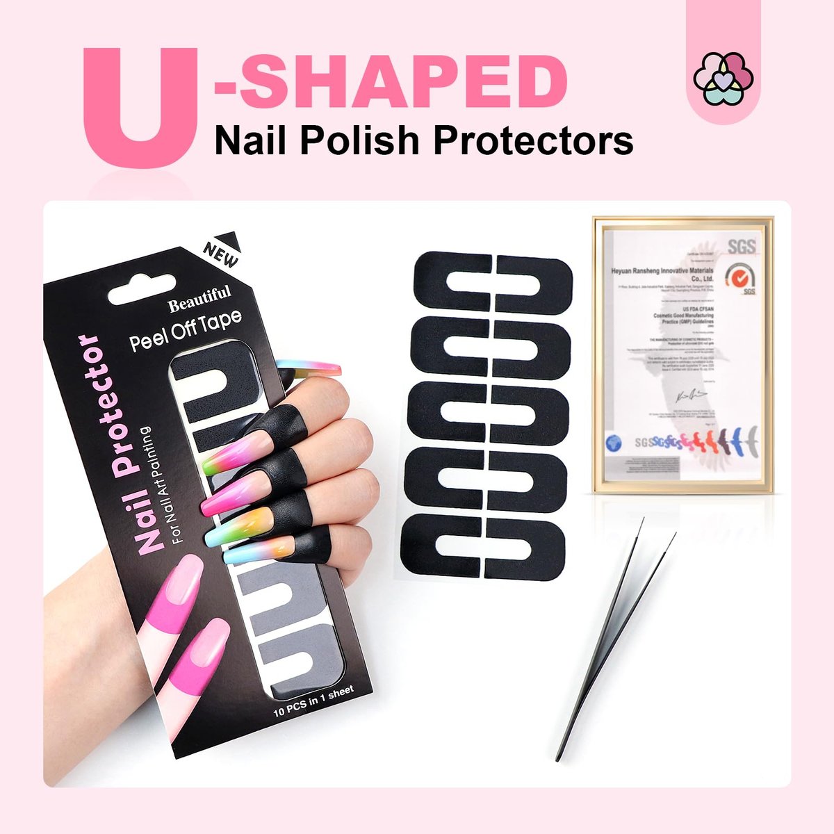 Saviland 100PCS Nail Polish Protector for Fingers: 99.99%+ UV Protection Cuticle Protector for Nail Painting, U-Shaped Nail Protectors Peel Off Tip Tape for French Tip Stamp Nail Art - görsel 13