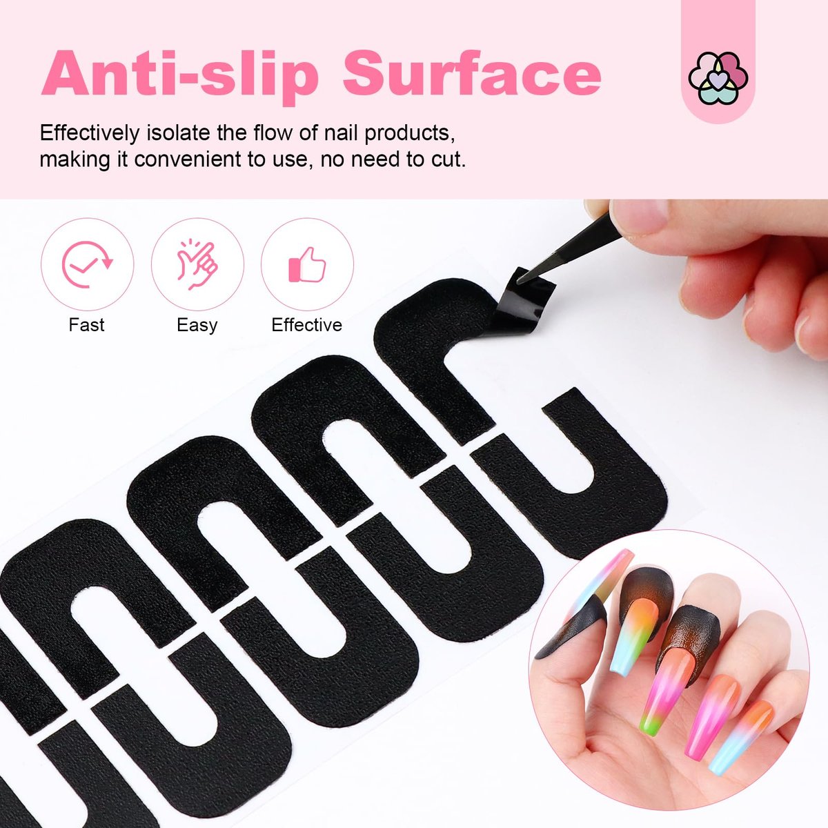 Saviland 100PCS Nail Polish Protector for Fingers: 99.99%+ UV Protection Cuticle Protector for Nail Painting, U-Shaped Nail Protectors Peel Off Tip Tape for French Tip Stamp Nail Art - görsel 11