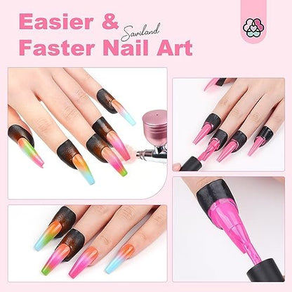 Saviland 100PCS Nail Polish Protector for Fingers: 99.99%+ UV Protection Cuticle Protector for Nail Painting, U-Shaped Nail Protectors Peel Off Tip Tape for French Tip Stamp Nail Art