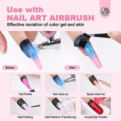Saviland 100PCS Nail Polish Protector for Fingers: 99.99%+ UV Protection Cuticle Protector for Nail Painting, U-Shaped Nail Protectors Peel Off Tip Tape for French Tip Stamp Nail Art