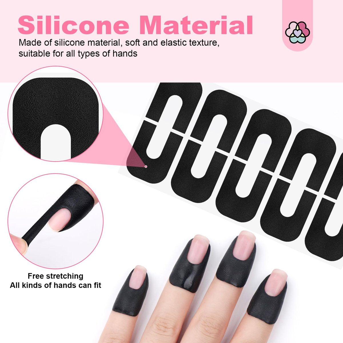 Saviland 100PCS Nail Polish Protector for Fingers: 99.99%+ UV Protection Cuticle Protector for Nail Painting, U-Shaped Nail Protectors Peel Off Tip Tape for French Tip Stamp Nail Art - görsel 9
