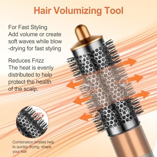 PUREGUST Round Brush Attachment for Dyson Airwrap - Oval Volumizing Brush, Gold (Small) Avelisse