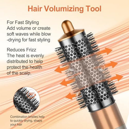 PUREGUST Round Brush Attachment for Dyson Airwrap - Oval Volumizing Brush, Gold (Small) Avelisse
