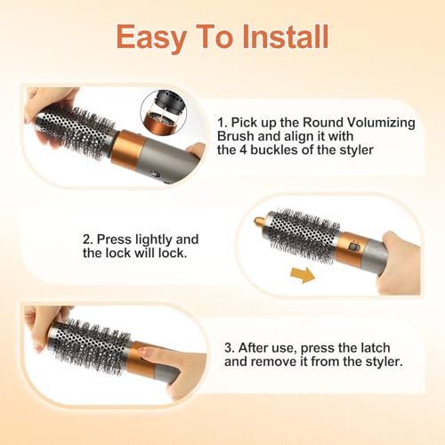 PUREGUST Round Brush Attachment for Dyson Airwrap - Oval Volumizing Brush, Gold (Small) Avelisse