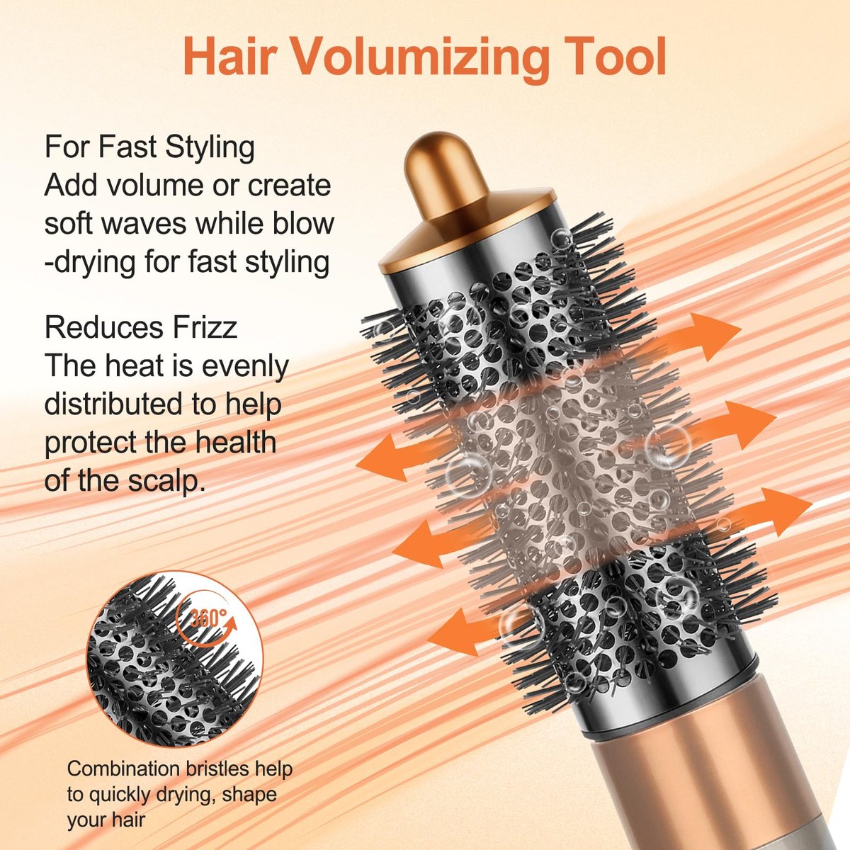 PUREGUST Round Brush Attachment for Dyson Airwrap - Oval Volumizing Brush, Gold (Small) Avelisse