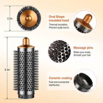 PUREGUST Round Brush Attachment for Dyson Airwrap - Oval Volumizing Brush, Gold (Small) Avelisse