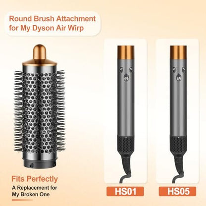 PUREGUST Round Brush Attachment for Dyson Airwrap - Oval Volumizing Brush, Gold (Small) Avelisse