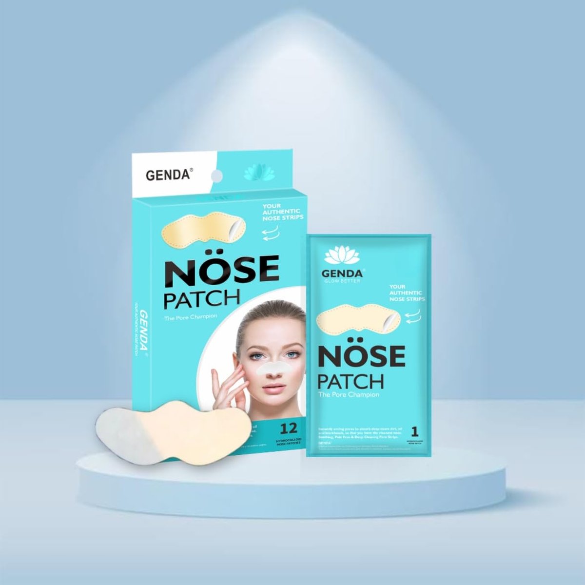 GENDA Blackhead Remover Nose Pore Strips for Deep Cleansing, Hydrocolloid Nose Patches - 12 Strips - görsel 5