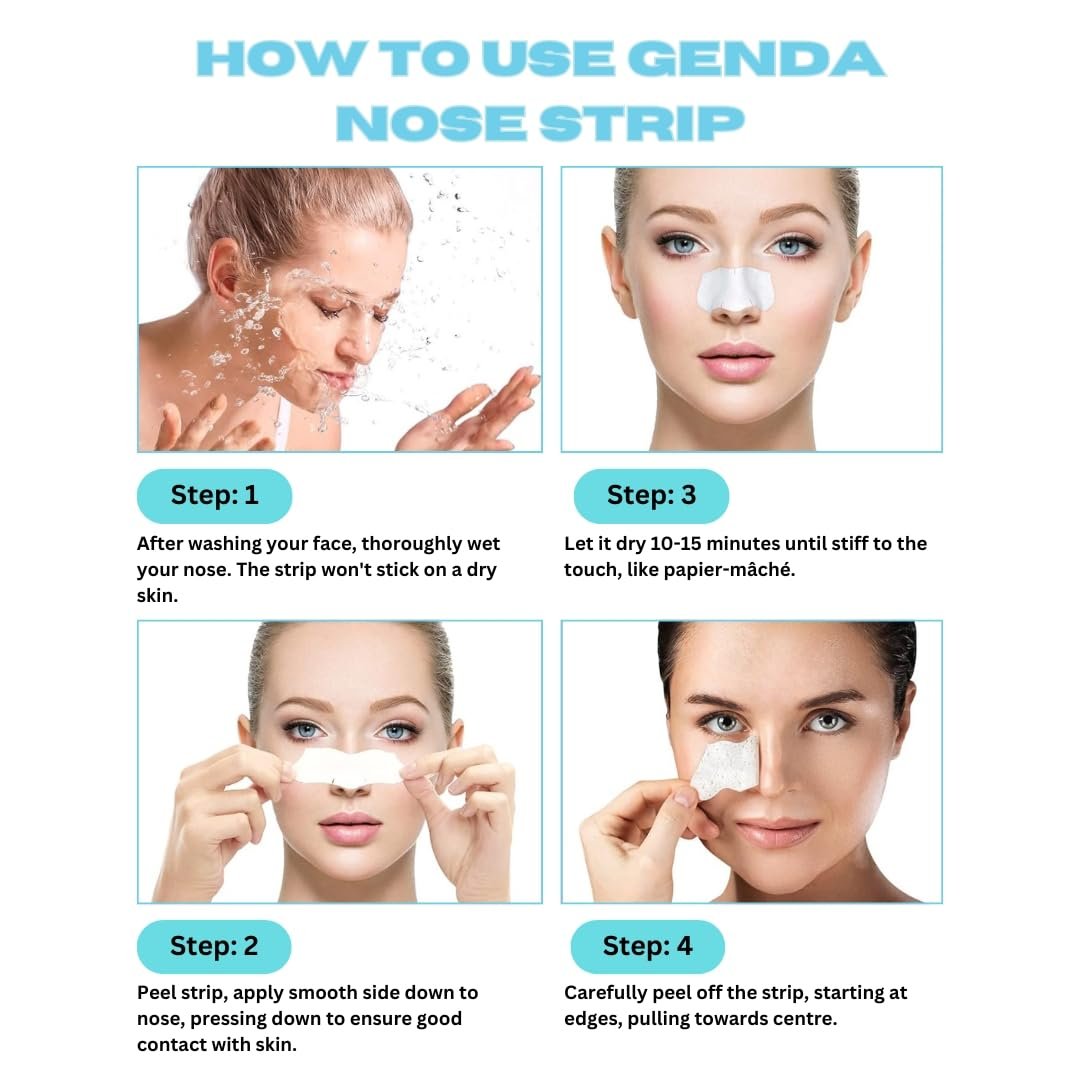 GENDA Blackhead Remover Nose Pore Strips for Deep Cleansing, Hydrocolloid Nose Patches - 12 Strips - görsel 9
