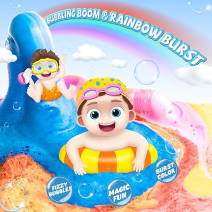 CLOUQUAR Kids Bath Bomb Potions - 6 Pack Non-Toxic Fizzy Bubble Bath Explosions, Colorful Burst Bath Potions for Kids, Scientific & Magical Bath Time Buddy, Fun & Educational Bubble Bath Avelisse