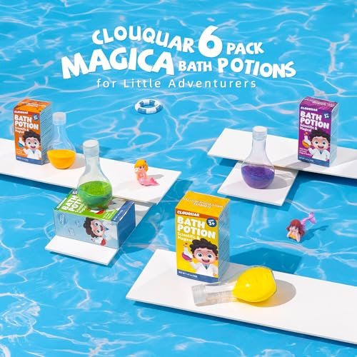 CLOUQUAR Kids Bath Bomb Potions - 6 Pack Non-Toxic Fizzy Bubble Bath Explosions, Colorful Burst Bath Potions for Kids, Scientific & Magical Bath Time Buddy, Fun & Educational Bubble Bath Avelisse