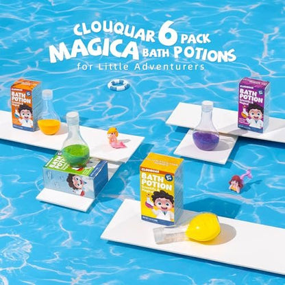 CLOUQUAR Kids Bath Bomb Potions - 6 Pack Non-Toxic Fizzy Bubble Bath Explosions, Colorful Burst Bath Potions for Kids, Scientific & Magical Bath Time Buddy, Fun & Educational Bubble Bath Avelisse