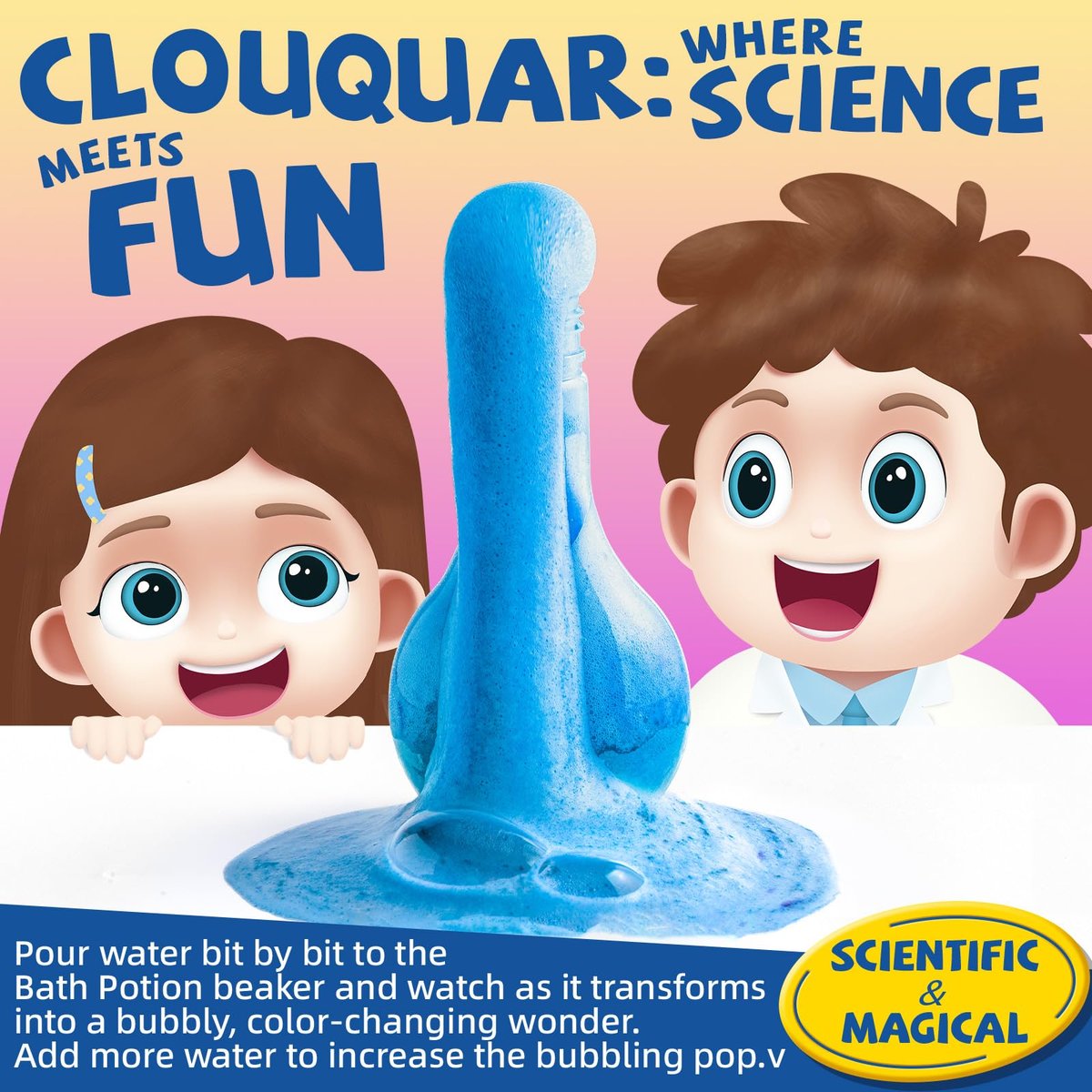 CLOUQUAR Kids Bath Bomb Potions - 6 Pack Non-Toxic Fizzy Bubble Bath Explosions, Colorful Burst Bath Potions for Kids, Scientific & Magical Bath Time Buddy, Fun & Educational Bubble Bath Avelisse