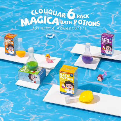 CLOUQUAR Kids Bath Bomb Potions - 6 Pack Non-Toxic Fizzy Bubble Bath Explosions, Colorful Burst Bath Potions for Kids, Scientific & Magical Bath Time Buddy, Fun & Educational Bubble Bath Avelisse