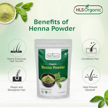 HLS Organic Henna Powder (Lawsonia Inermis) for Natural Orange-Red Hair Color | Certified Organic | 227g (8 oz) | No Chemicals or Additives Avelisse