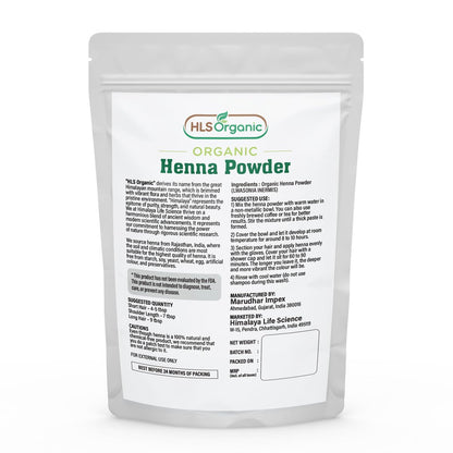 HLS Organic Henna Powder (Lawsonia Inermis) for Natural Orange-Red Hair Color | Certified Organic | 227g (8 oz) | No Chemicals or Additives Avelisse