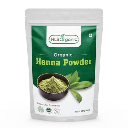 HLS Organic Henna Powder (Lawsonia Inermis) for Natural Orange-Red Hair Color | Certified Organic | 227g (8 oz) | No Chemicals or Additives Avelisse