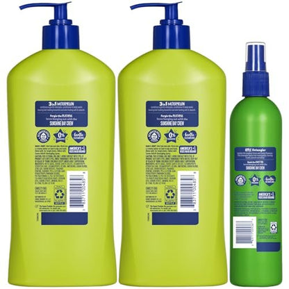Suave Kids 3-in-1 Shampoo, Conditioner & Body Wash Watermelon Wonder 2-Pack + Detangler Spray Silly Apple - Tear Free, Dermatologist Tested Avelisse
