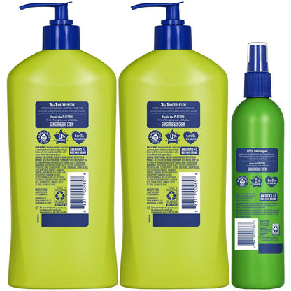 Suave Kids 3-in-1 Shampoo, Conditioner & Body Wash Watermelon Wonder 2-Pack + Detangler Spray Silly Apple - Tear Free, Dermatologist Tested Avelisse