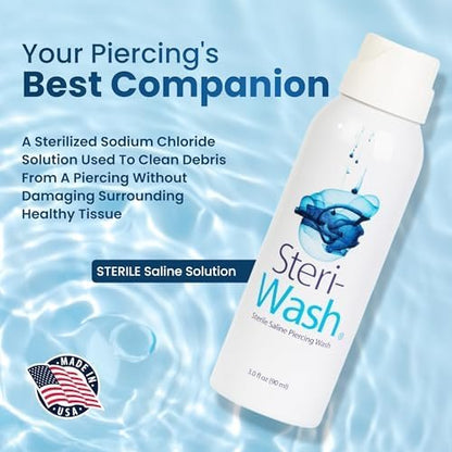 Steri-Wash Aftercare Piercing Spray - 25 Pack, 3 oz Each (Professional Grade) Avelisse