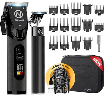 Novah Professional Hair Clippers for Men – Cordless Barber Clipper & Trimmer Set, Fade Haircut Kit, Electric Hair Cutting Machine (Matte Black) Avelisse